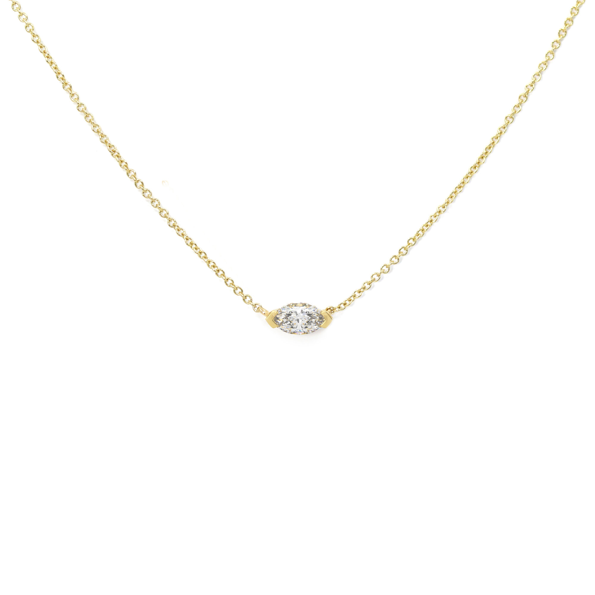 Collier diamant marquise or jaune
