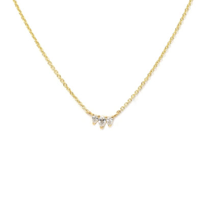 Collier 3 diamants poire or jaune