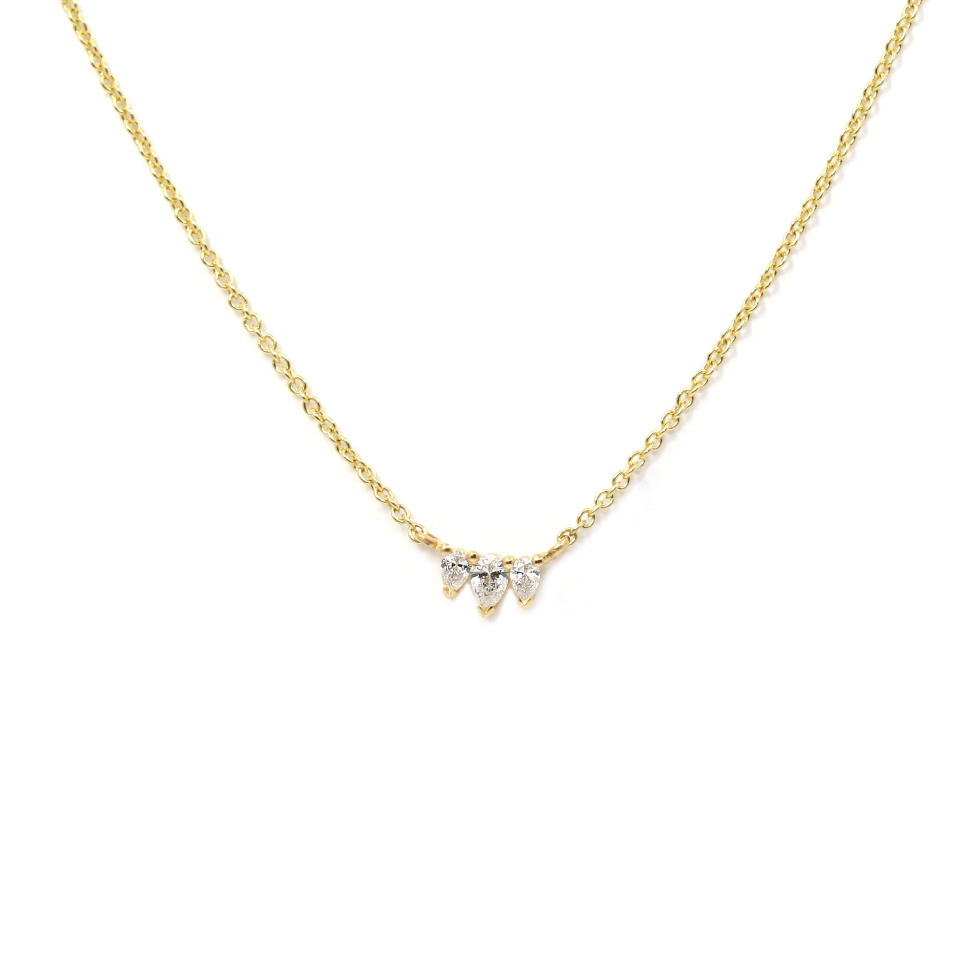 Collier 3 diamants poire or jaune