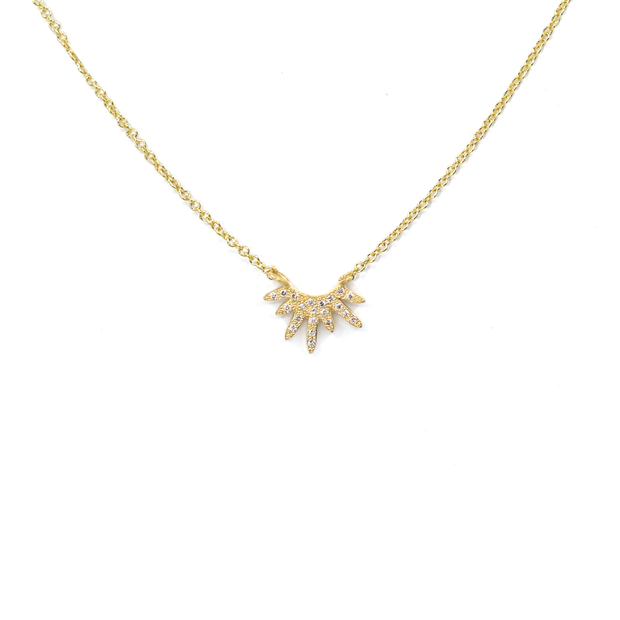 Collier petit soleil or jaune et diamants