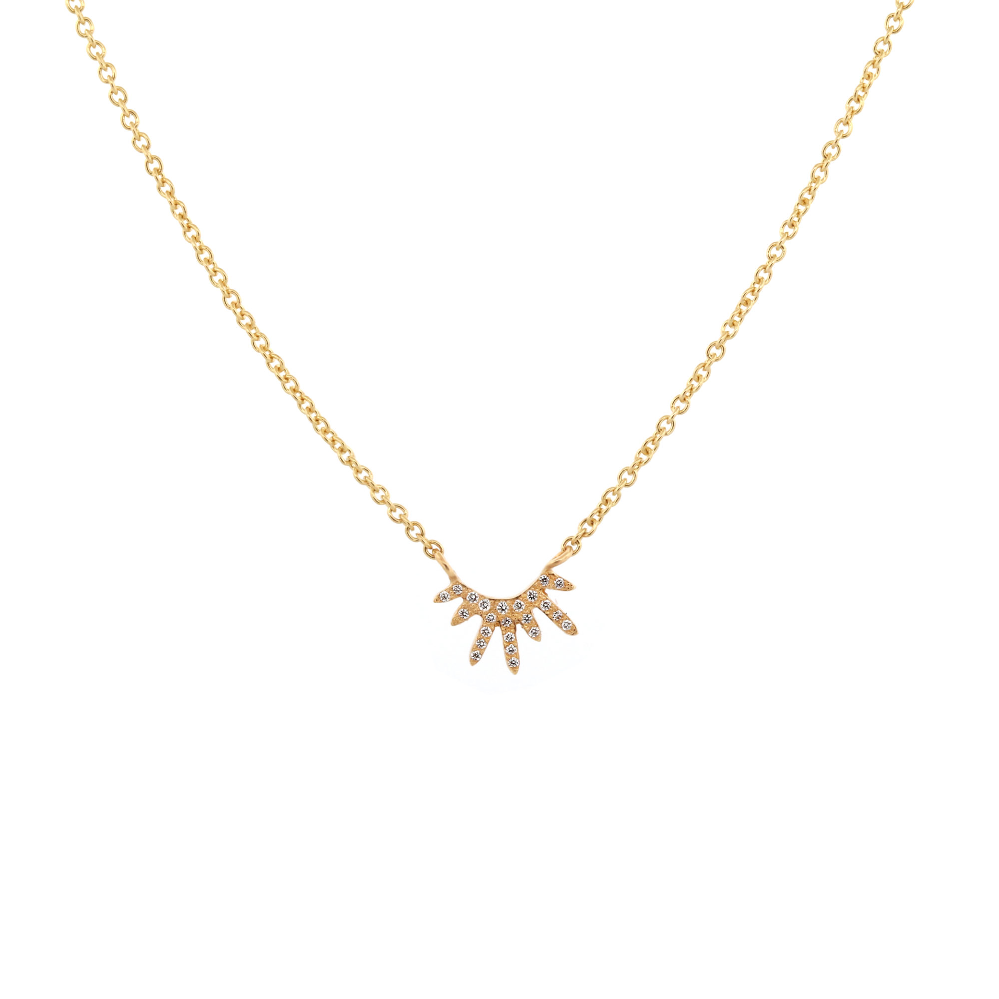 Collier petit soleil or jaune et diamants