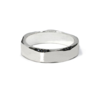 Bague IKER argent diamants noirs