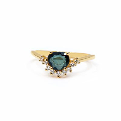 Bague Altea saphir teal et couronne de diamants