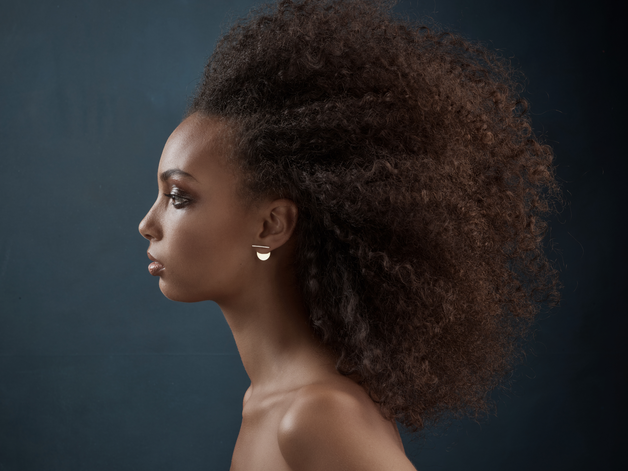 Mono boucle d’oreille double Urban Tribe en or et diamants blancs