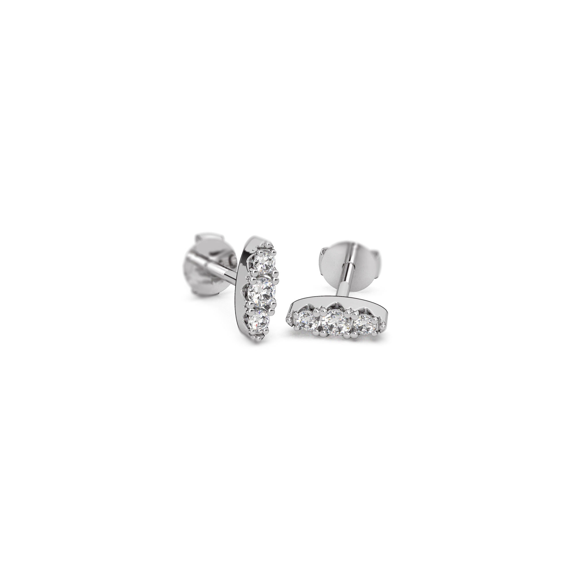 boucles d'oreilles 6mm argent et zircons