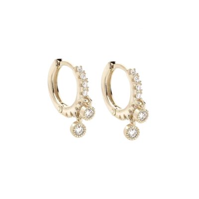 Créoles pampilles argent et zircons blancs