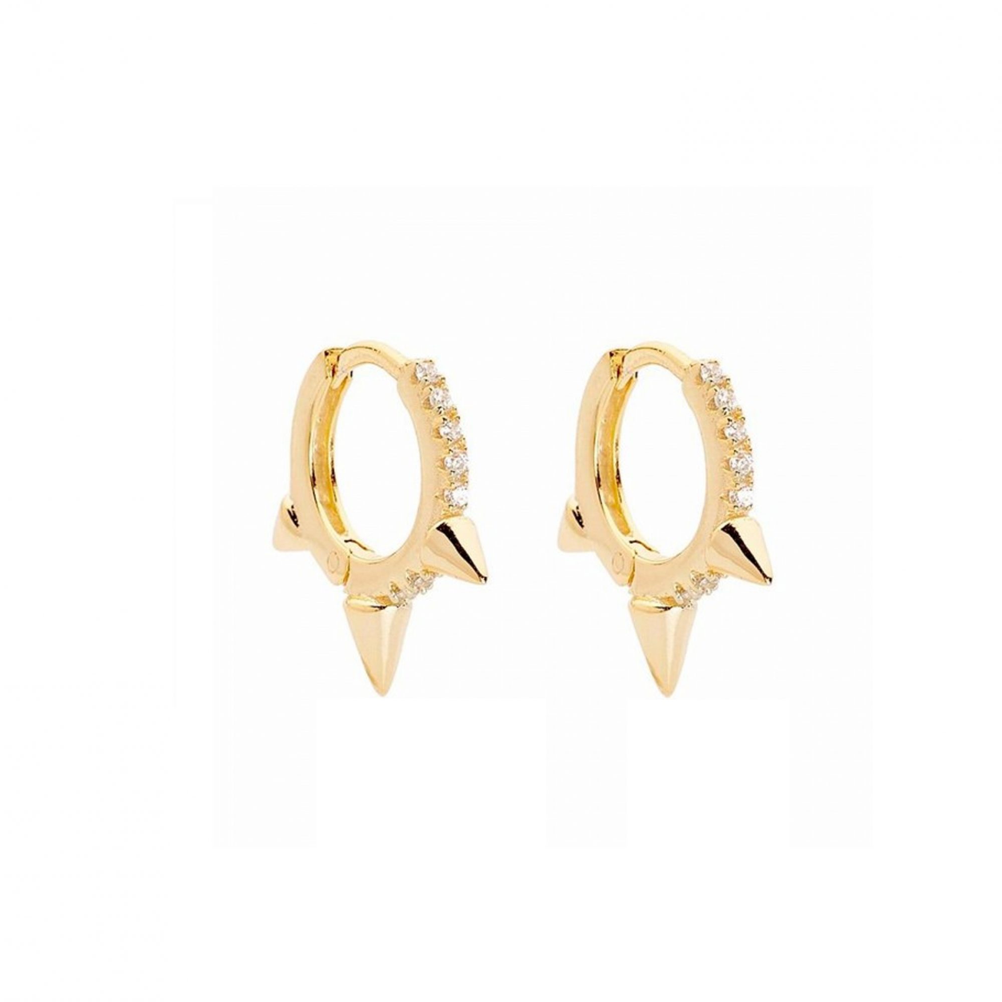 Créoles piques argent plaqué or et zircons blancs