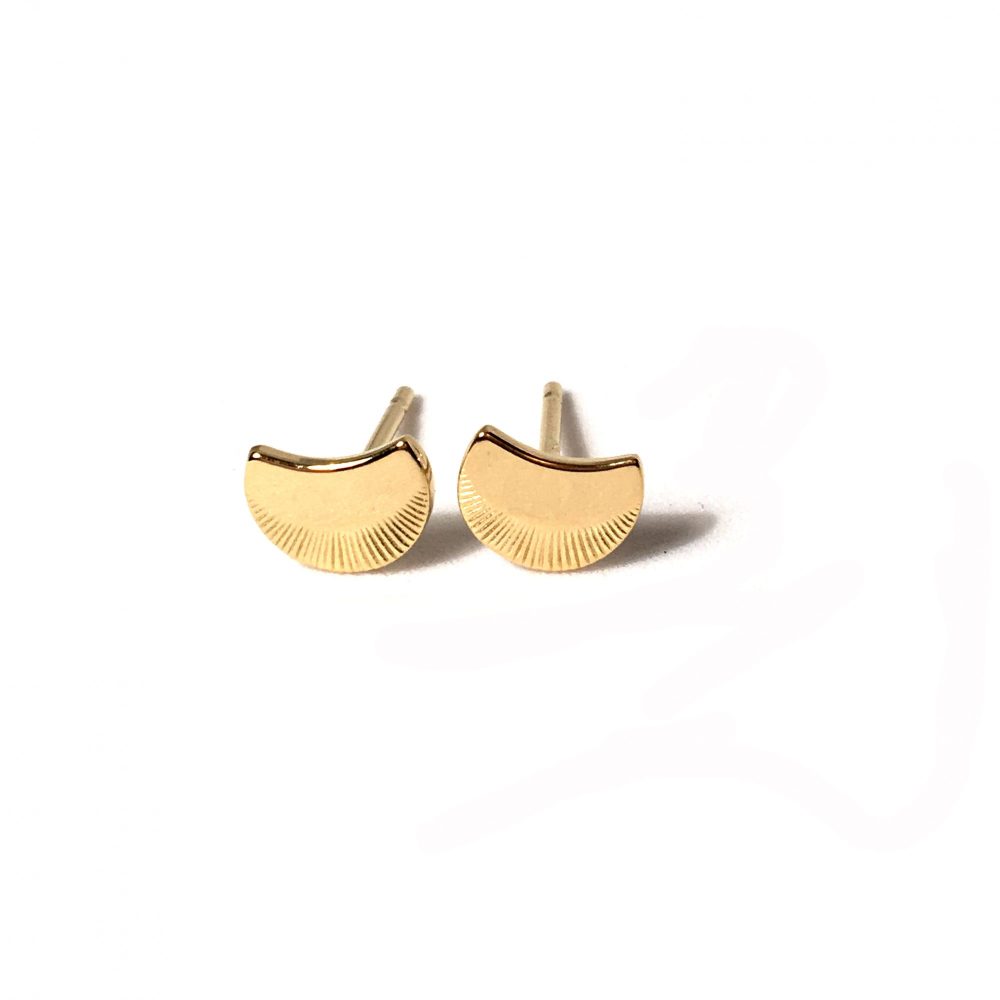 Boucles d'oreilles Lune en argent plaqué or gravées