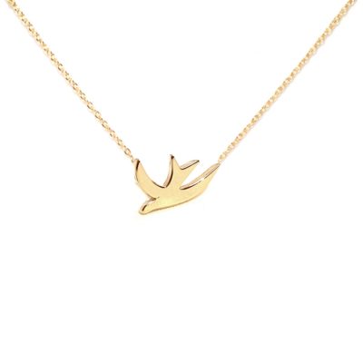 Collier Hirondelle argent plaqué or oiseau