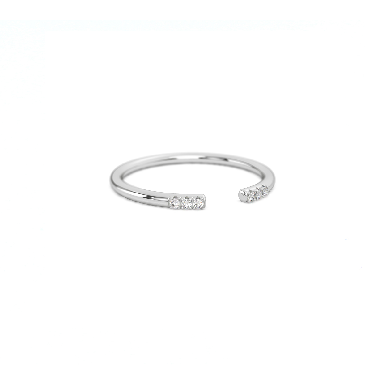 Bague ouverte argent 925 et zircons blancs