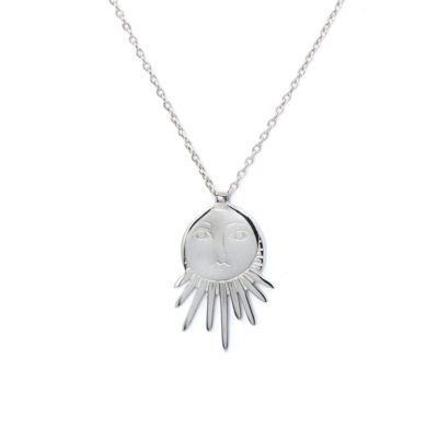Collier Soleil visage grand modèle argent