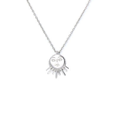 Collier Soleil visage petit modèle argent