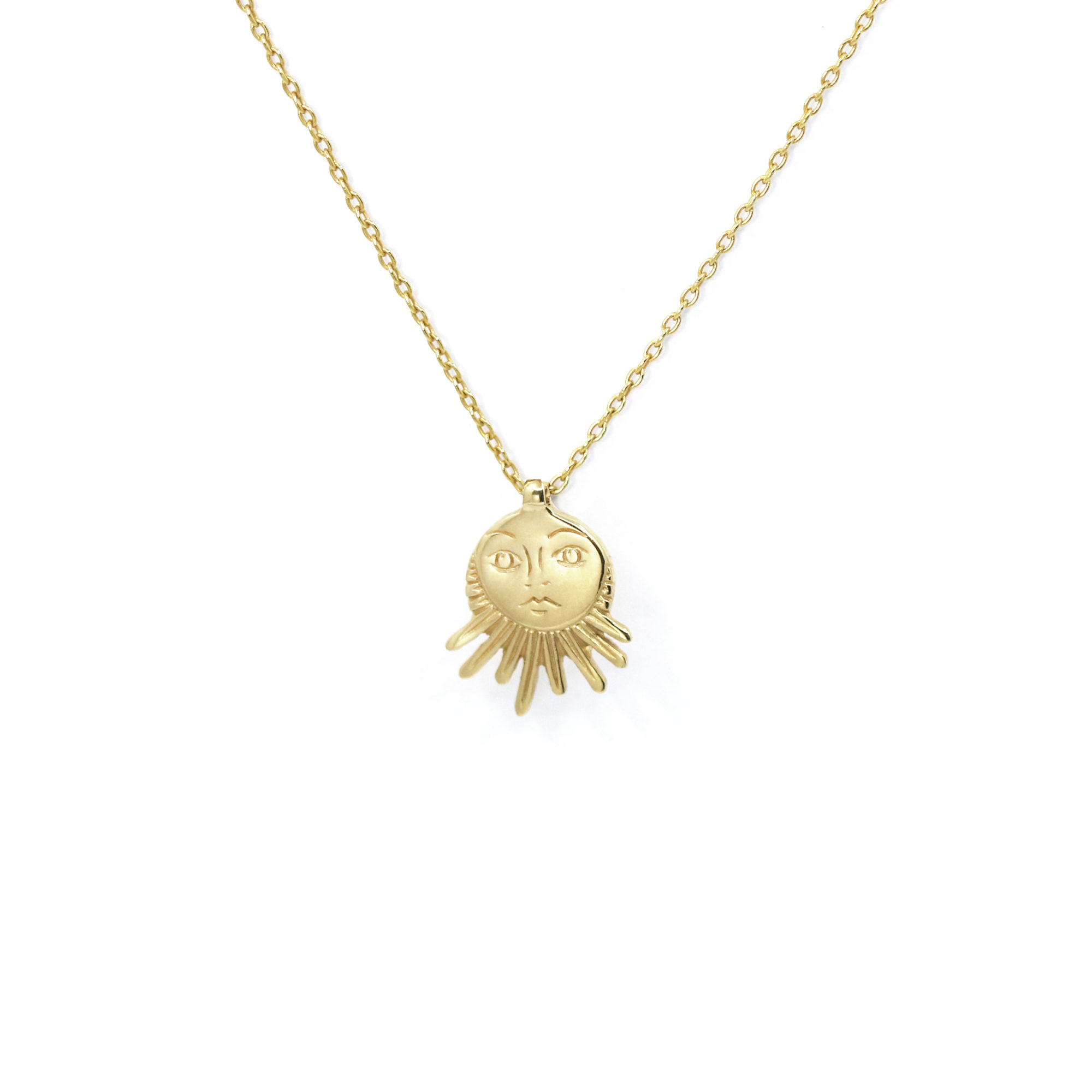 Collier Soleil visage petit modèle vermeil