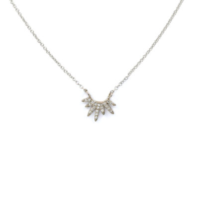 Collier mini Soleil et diamants or blanc