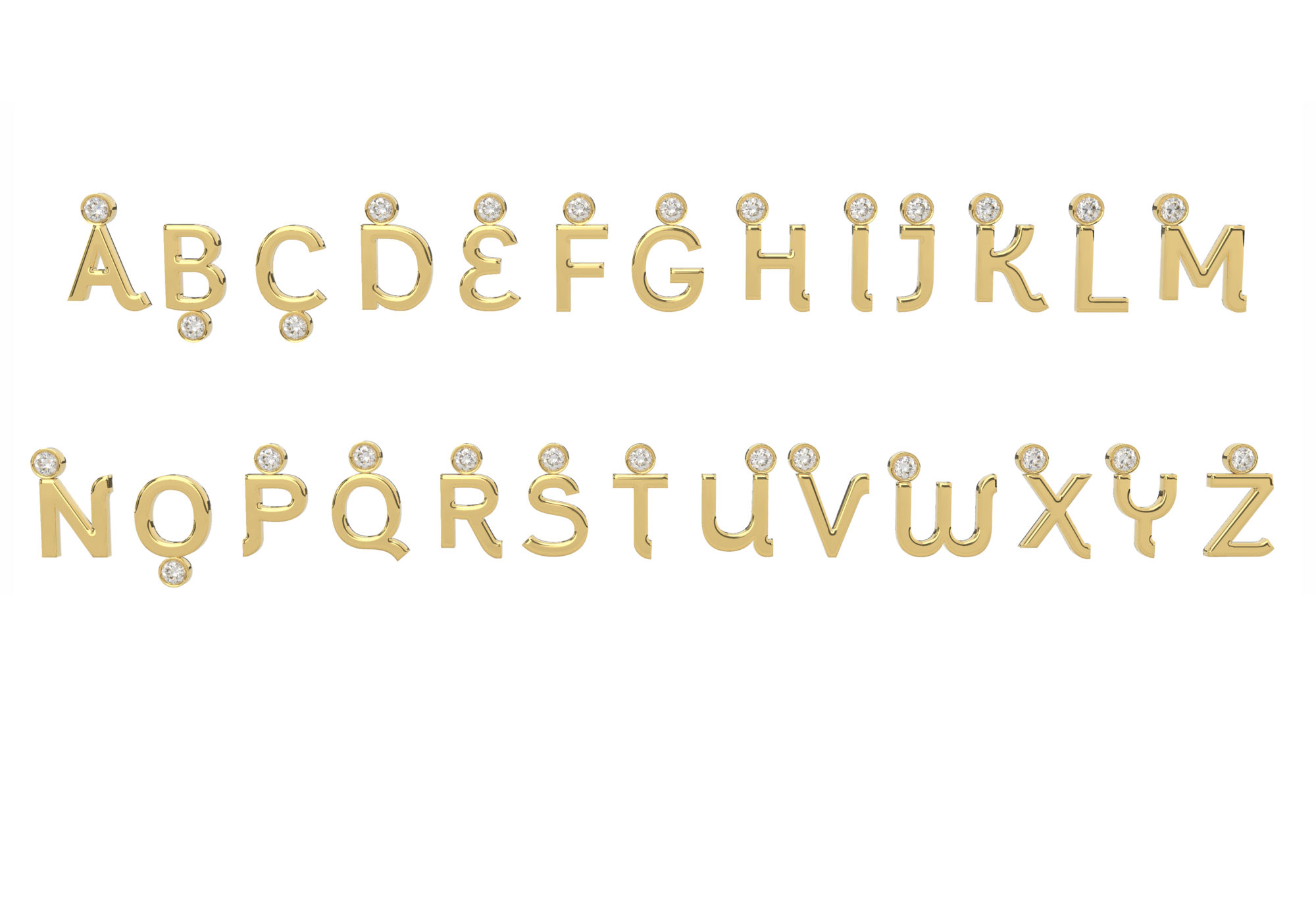 Charms lettres majuscule or et diamant