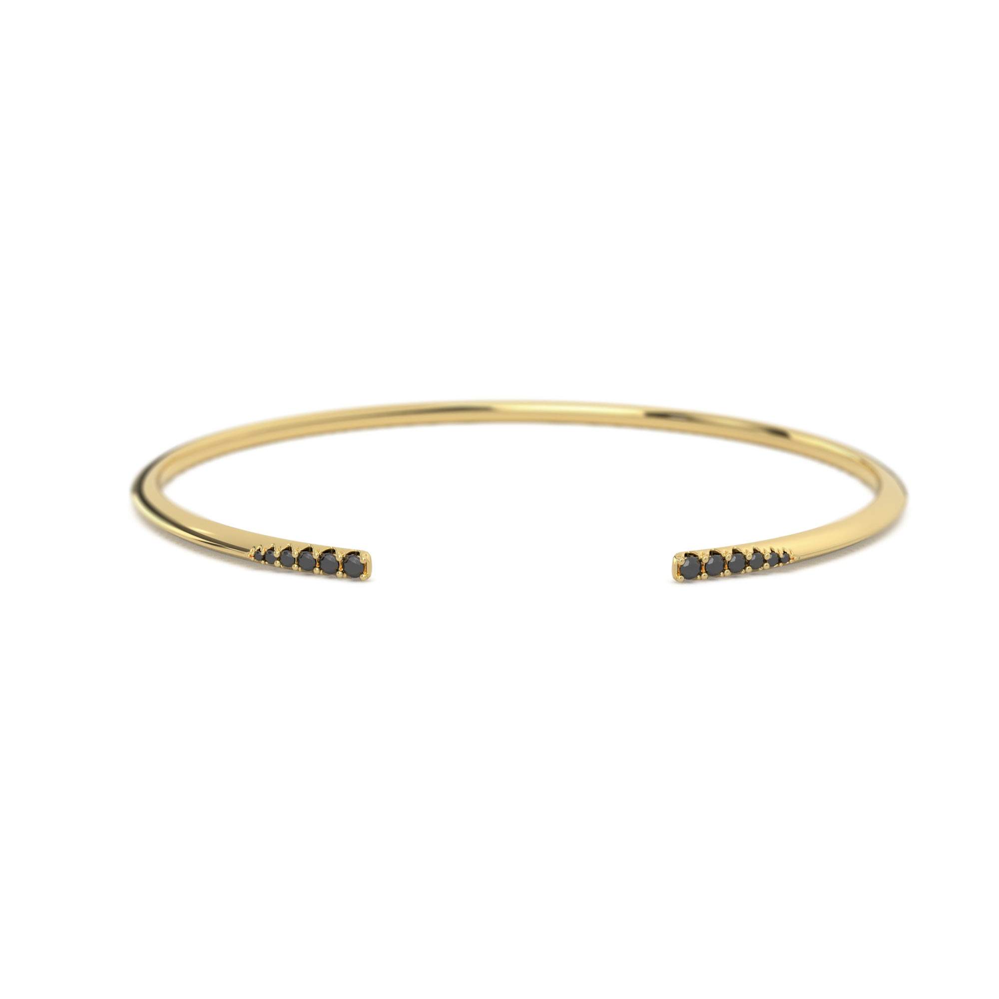 bracelet jonc vermeil et zircons noirs