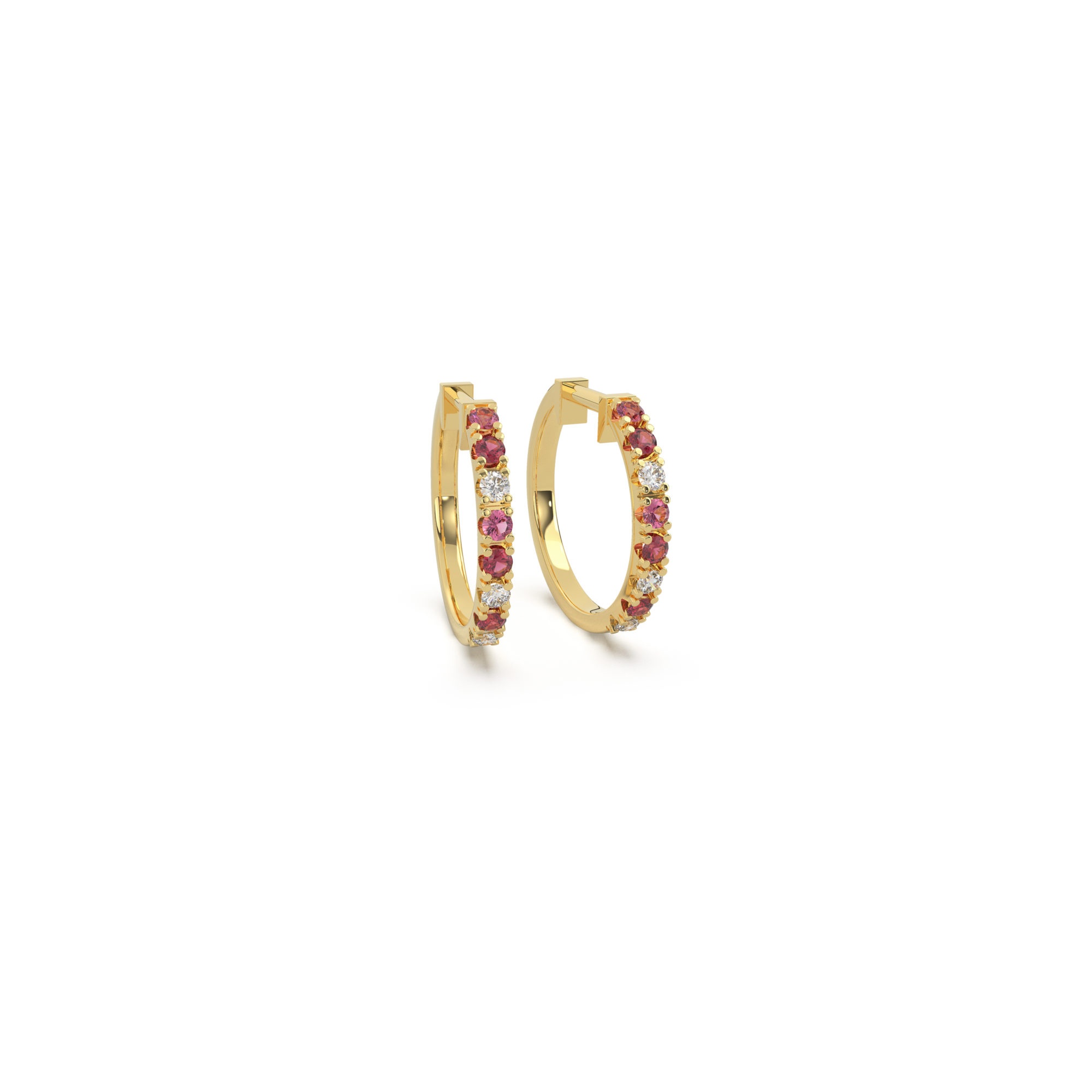 créoles saphirs roses et rubis