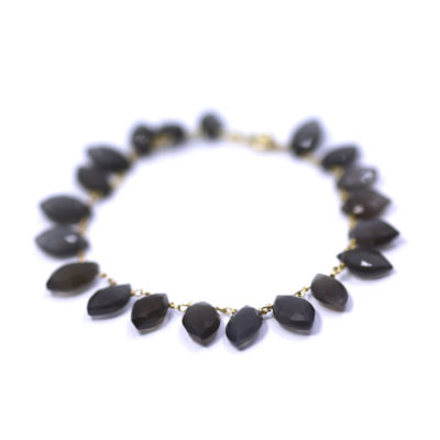 bracelet Plumettes or et pierre de lune grise