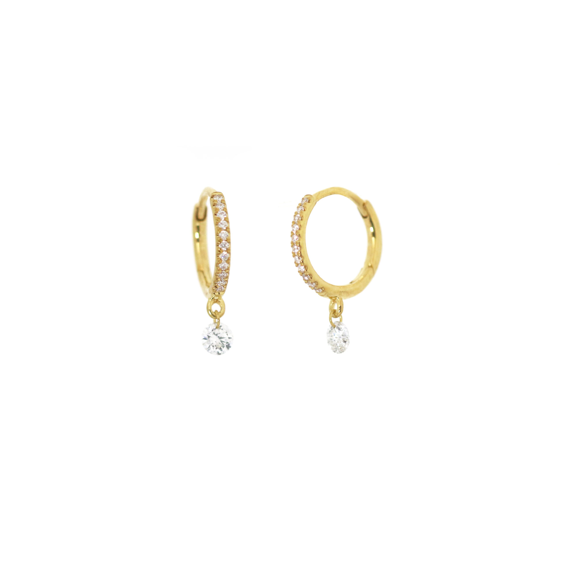 Boucles d'oreilles Petite Etincelle pampille or jaune et diamants
