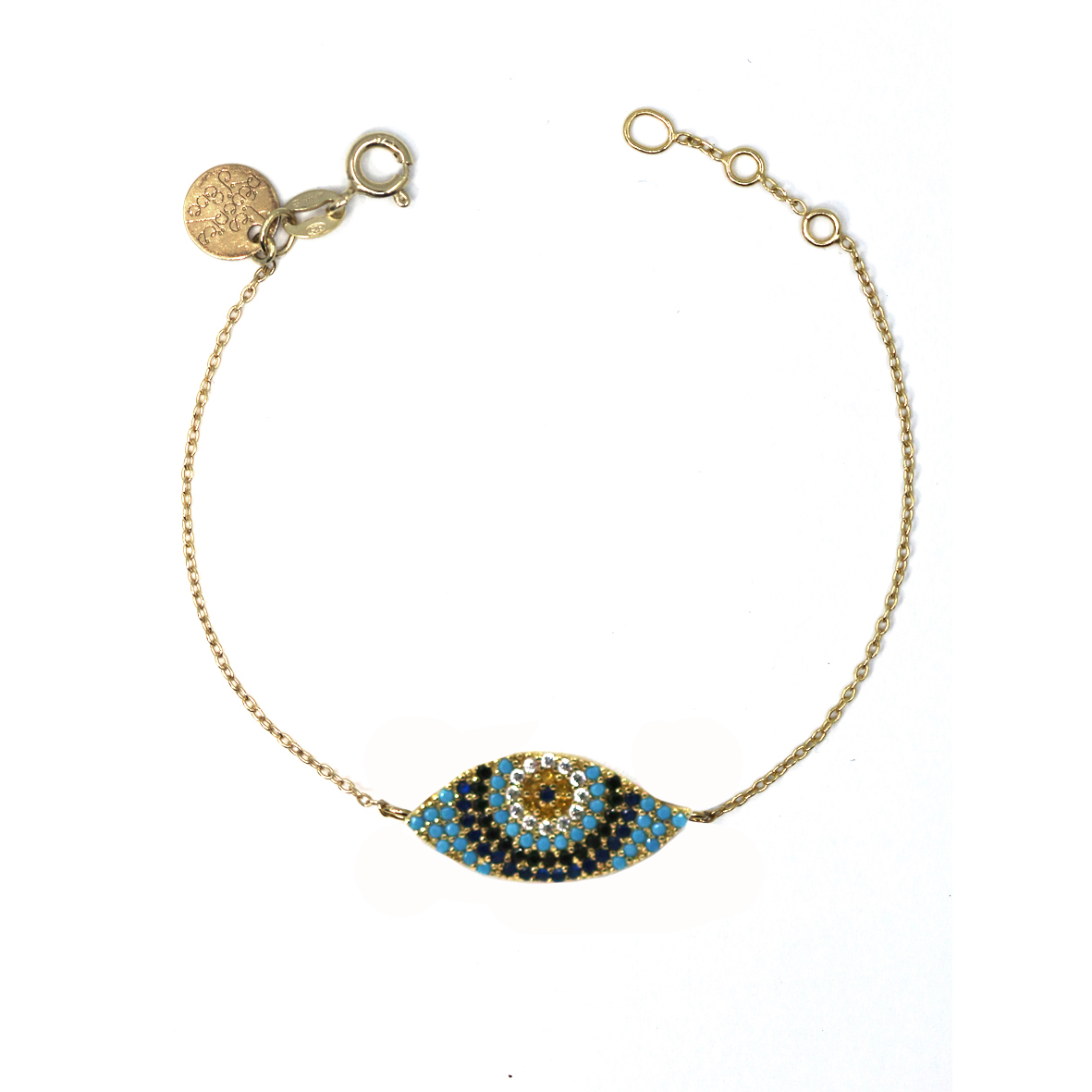 Bracelet oeil bleu zircons 2