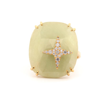 Bague Stella saphir vert or jaune et diamants
